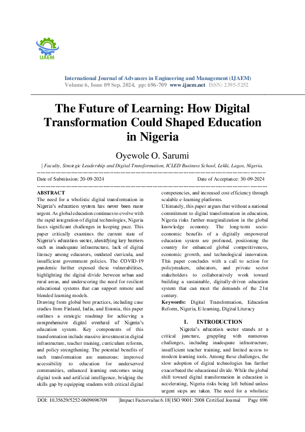 (PDF) The Future of Learning How Digital Transformation Could Shape ...