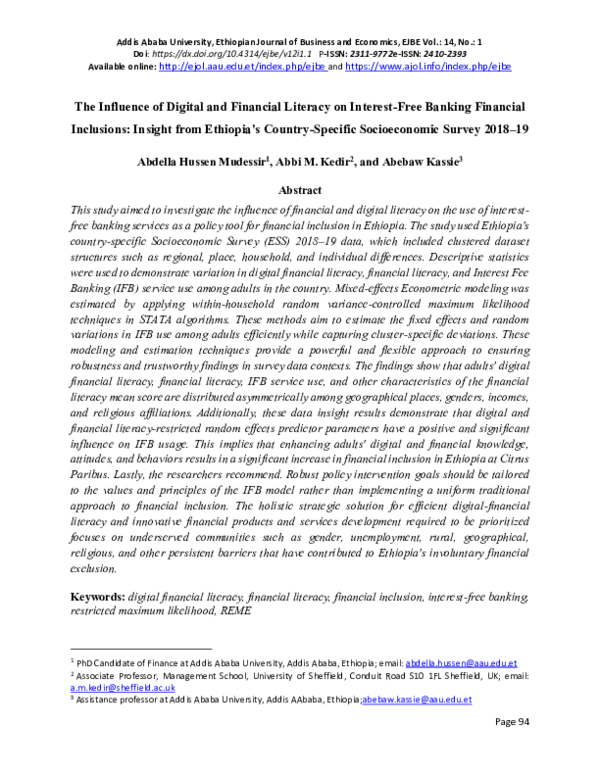 (PDF) The Influence of Digital and Financial Literacy on Interest-Free ...