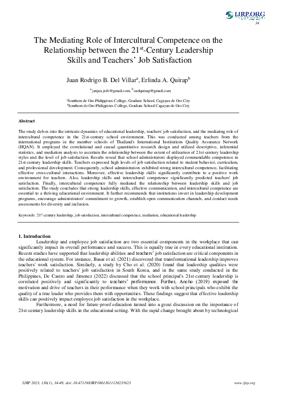 (PDF) The Mediating Role of Intercultural Competence on the ...