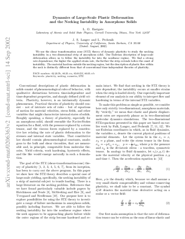 (PDF) Dynamics of Large-Scale Plastic Deformation and the Necking ...