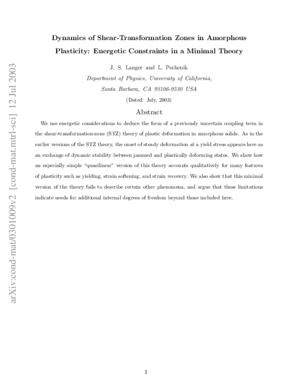 (PDF) Energy Dissipation in the Shear-Transformation-Zone Theory of ...
