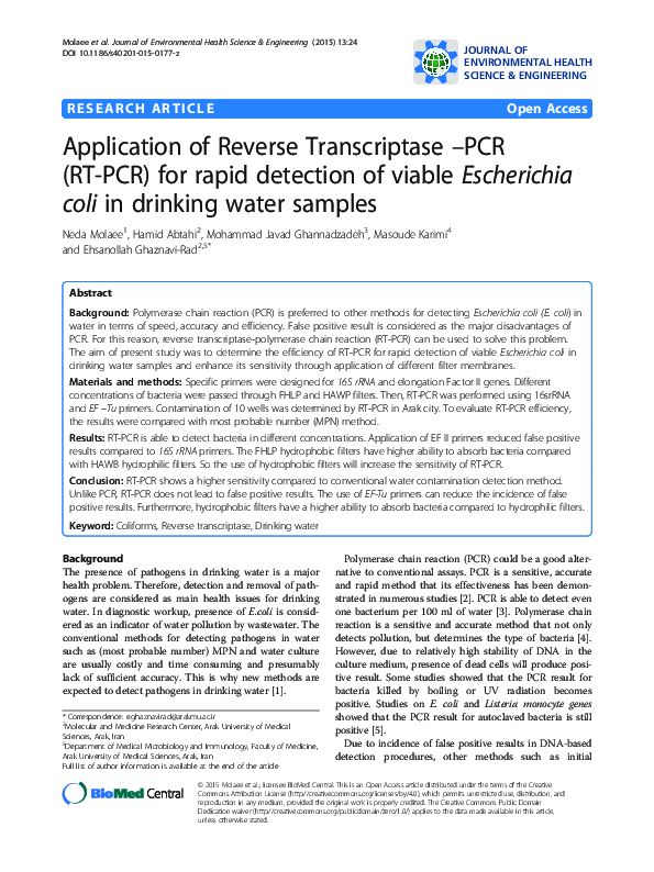 (PDF) Application of Reverse Transcriptase –PCR (RT-PCR) for rapid ...