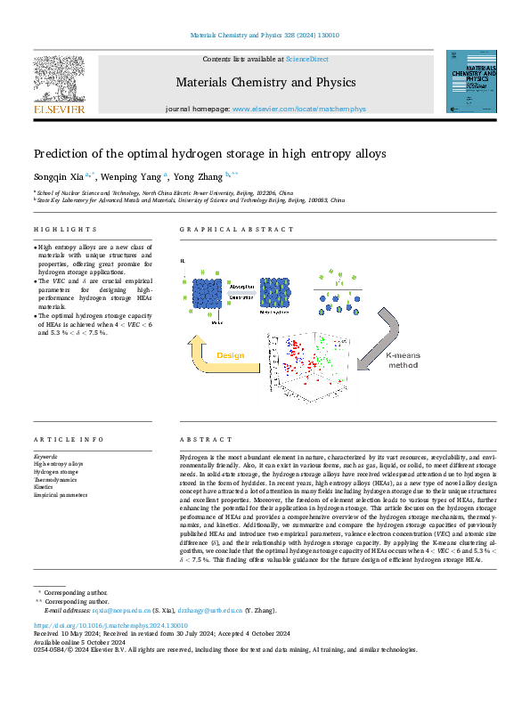 (PDF) Prediction of the optimal hydrogen storage in high entropy alloys