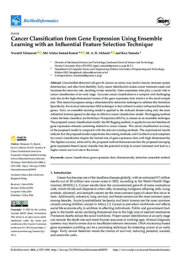 (PDF) Cancer Classification from Gene Expression Using Ensemble ...
