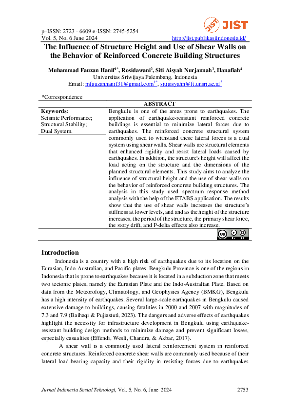 (PDF) The Influence of Structure Height and Use of Shear Walls on the ...