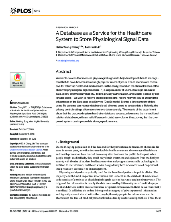 (PDF) A Database as a Service for the Healthcare System to Store ...