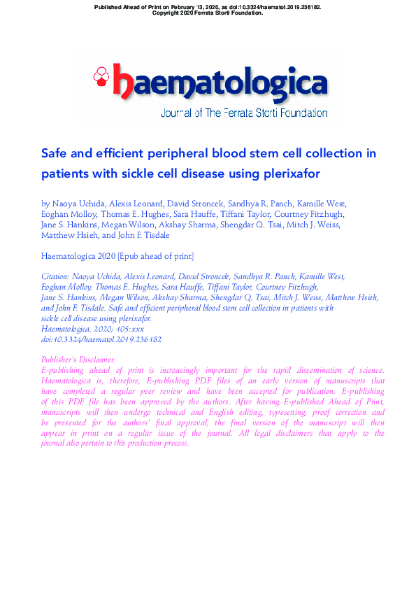 (PDF) Safe and Efficient Peripheral Blood Stem Cell Collection in the ...