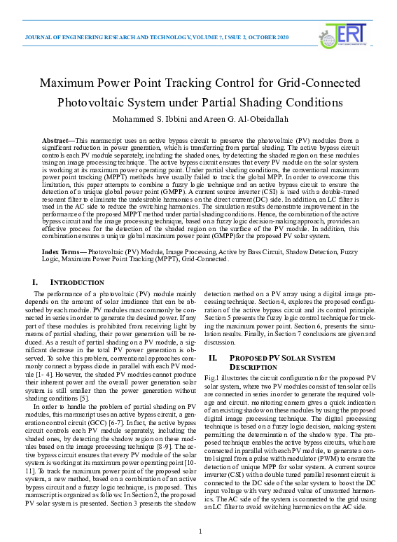(PDF) Maximum Power Point Tracking Control for Grid-Connected ...