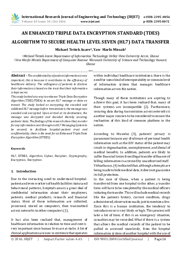 (PDF) AN ENHANCED TRIPLE DATA ENCRYPTION STANDARD (TDES) ALGORITHM TO ...