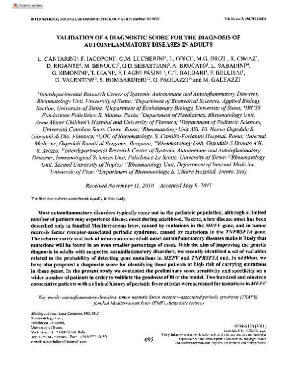 (PDF) Validation of a Diagnostic Score for the Diagnosis of ...