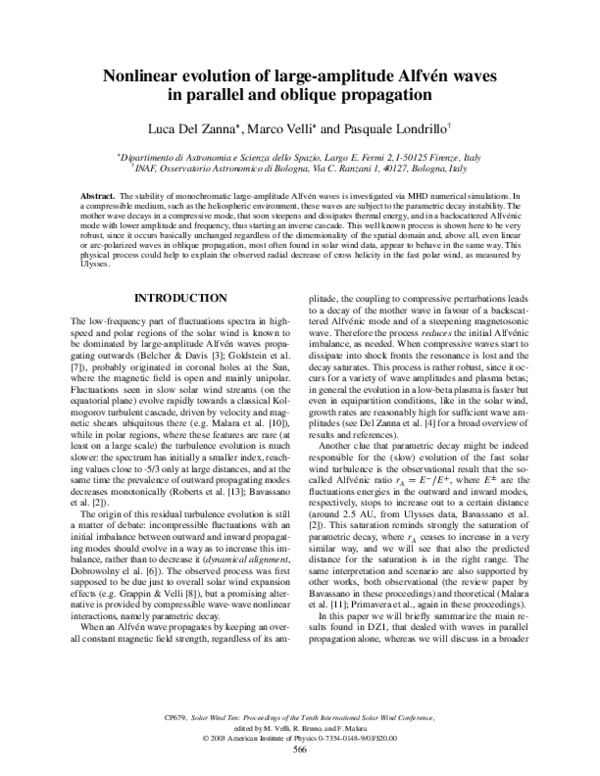 (PDF) Nonlinear evolution of large-amplitude Alfvén waves in parallel ...