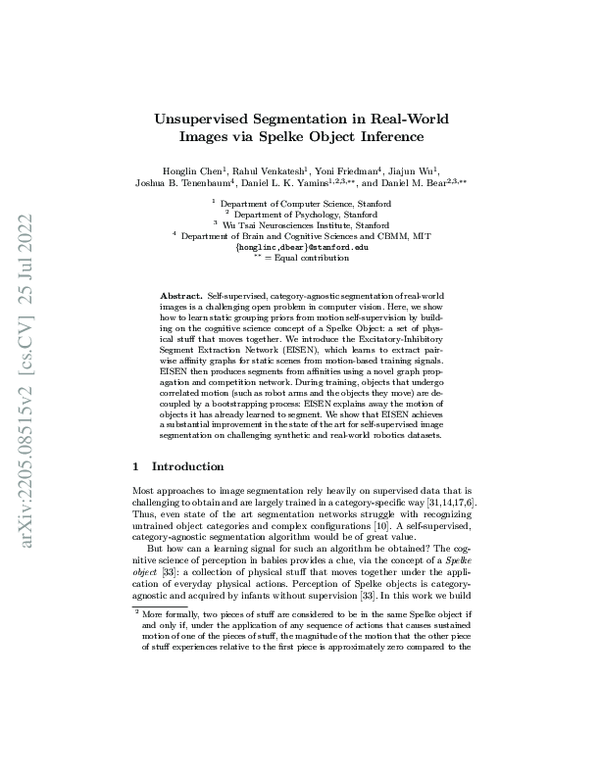 (PDF) Unsupervised Segmentation in Real-World Images via Spelke Object ...