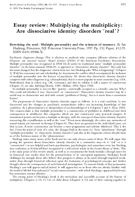 (PDF) Essay Review: Multiplying the multiplicity: Are dissociative ...
