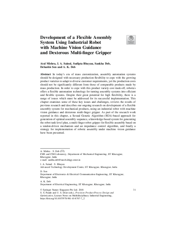(PDF) Development of a Flexible Assembly System Using Industrial Robot ...