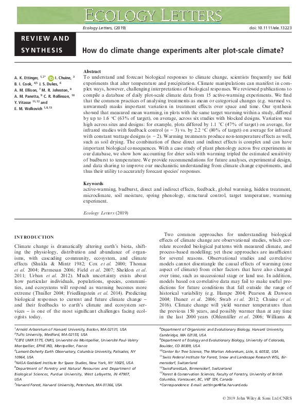 (PDF) How do climate change experiments alter plot‐scale climate?