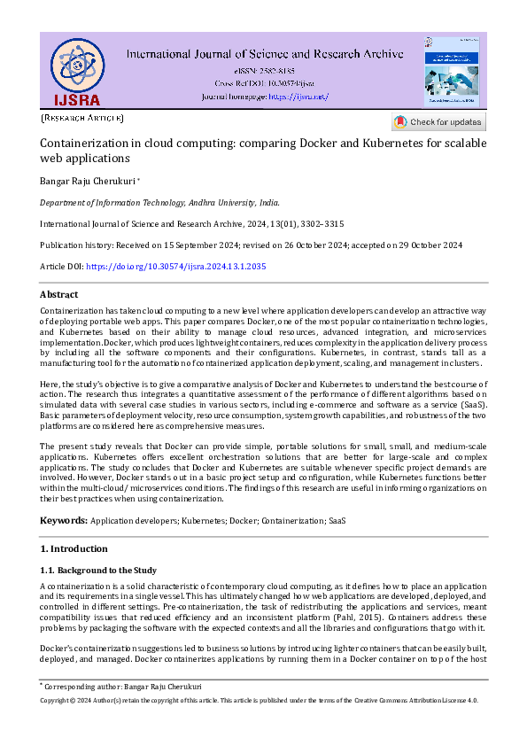 (PDF) Containerization in cloud computing: comparing Docker and ...