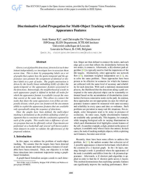 (PDF) Discriminative Label Propagation for Multi-object Tracking with ...