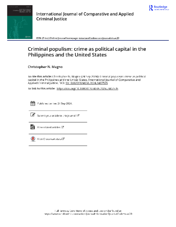 (PDF) Criminal Populism by Christopher N. Magno