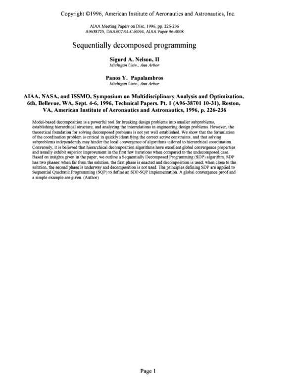 (PDF) Sequentially decomposed programming