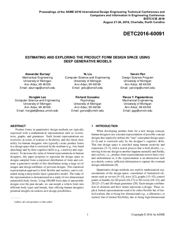 (PDF) Estimating and Exploring the Product Form Design Space Using Deep ...