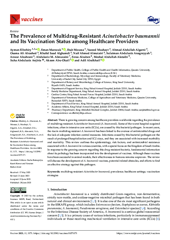(PDF) The Prevalence of Multidrug-Resistant Acinetobacter baumannii and ...