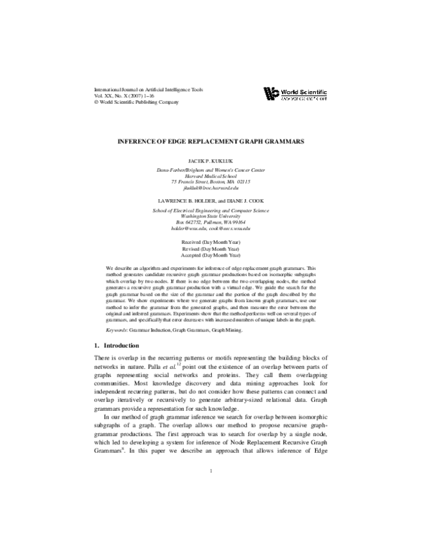 (PDF) Inference of Edge Replacement Graph Grammars