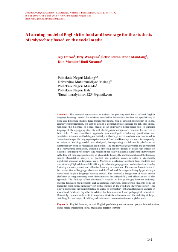 (PDF) English learning model based on social media