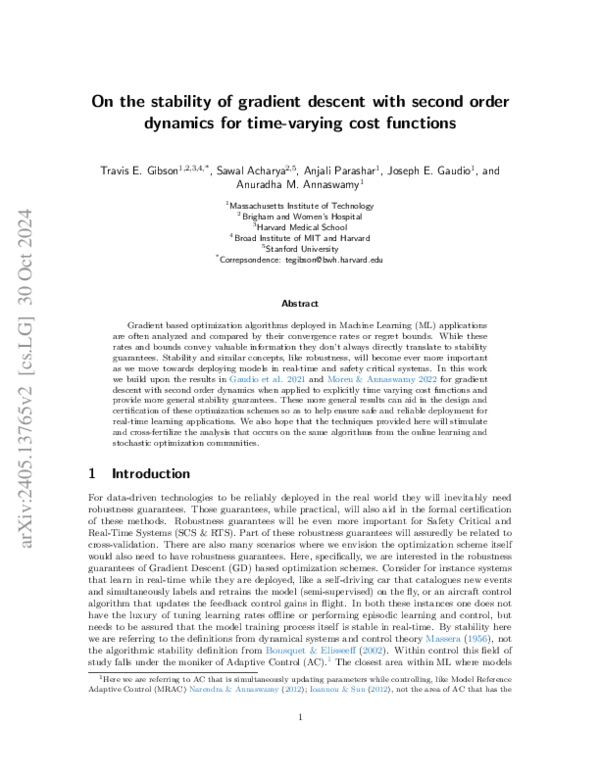(PDF) On the stability of second order gradient descent for time ...