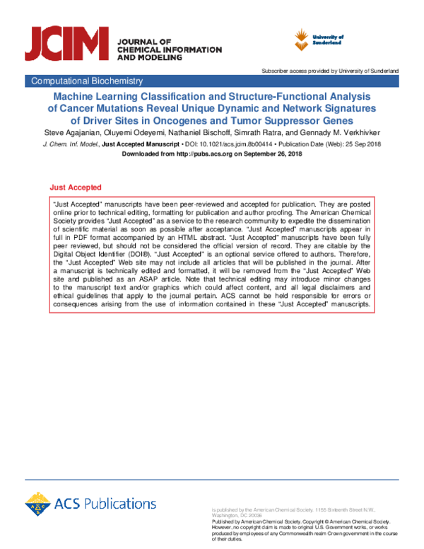 (PDF) Machine Learning Classification and Structure–Functional Analysis ...