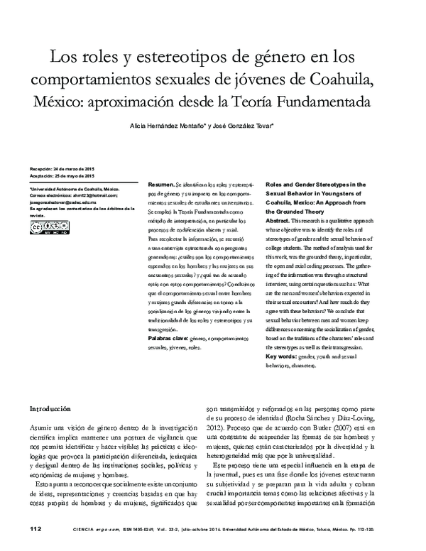 (PDF) Los roles y estereotipos de género en los comportamientos ...