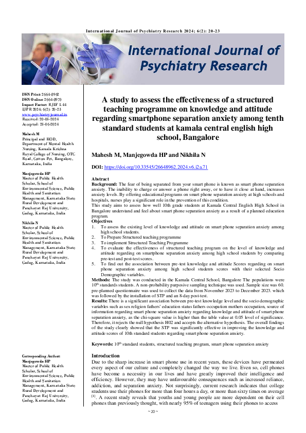 (PDF) A study to assess the effectiveness of a structured teaching ...