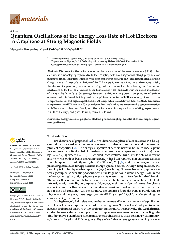 (PDF) Quantum Oscillations of the Energy Loss Rate of Hot Electrons in ...