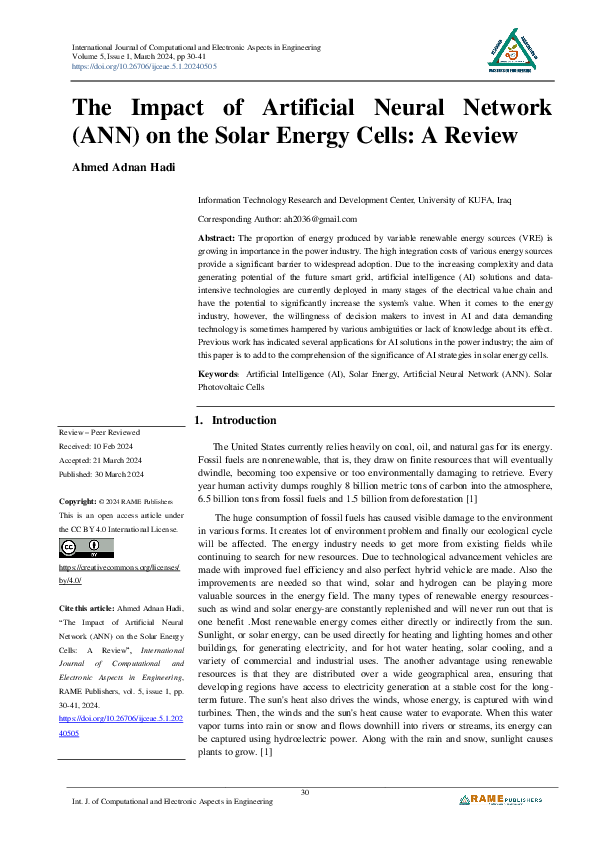 (PDF) The Impact of Artificial Neural Network (ANN) on the Solar Energy ...