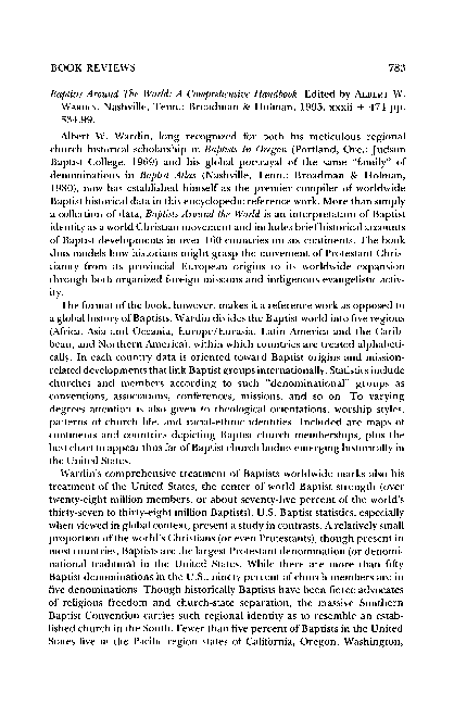 (PDF) Baptists around the World: A Comprehensive Handbook