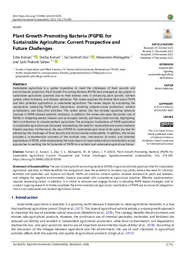 (PDF) Plant Growth-Promoting Bacteria (PGPB) for Sustainable ...