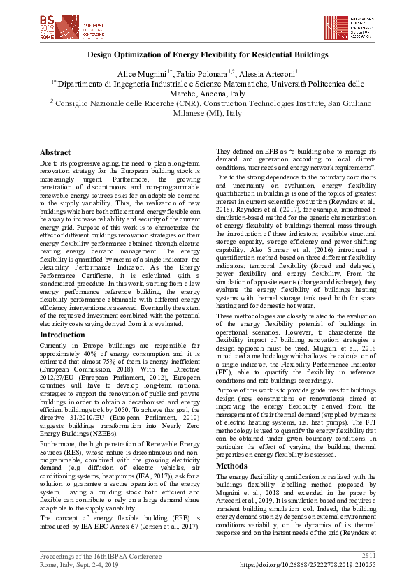 (PDF) Design Optimization of Energy Flexibility for Residential Buildings
