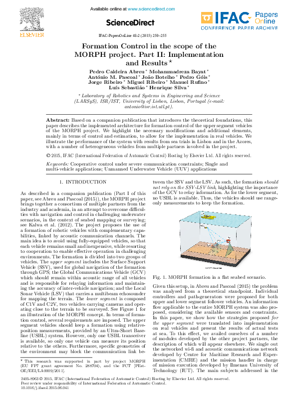 (PDF) Formation Control in the scope of the MORPH project. Part I ...
