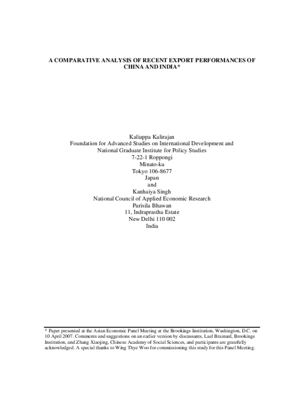 (PDF) A comparative analysis of recent export performances of China and ...