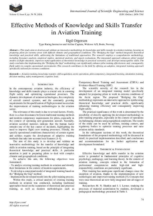 (PDF) Effective Methods of Knowledge and Skills Transfer in Aviation ...