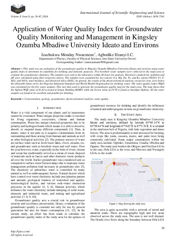 (PDF) Application of Water Quality Index for Groundwater Quality ...