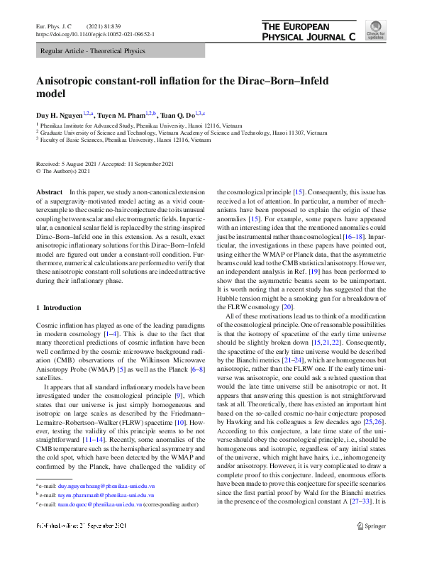 (PDF) Anisotropic constant-roll inflation for the Dirac–Born–Infeld model
