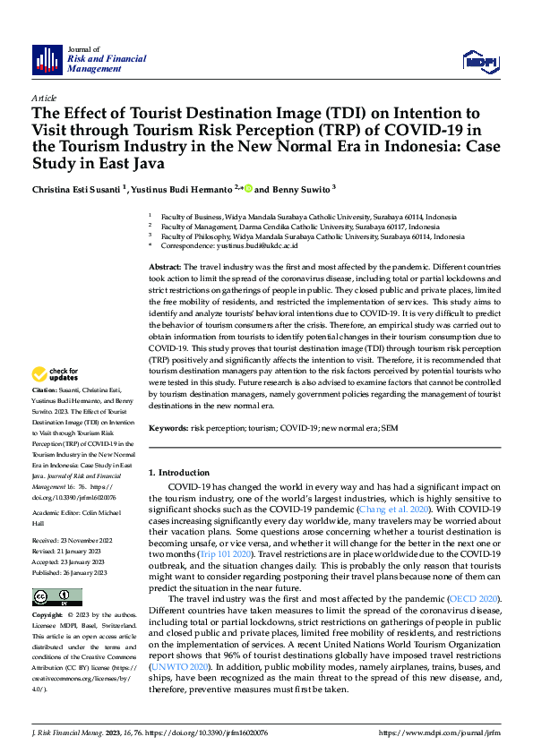 (PDF) The Effect of Tourist Destination Image (TDI) on Intention to ...