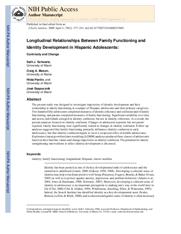 (PDF) Longitudinal Relationships Between Family Functioning and ...