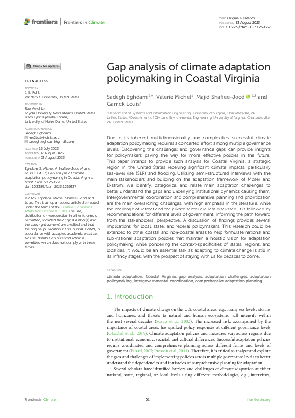 (PDF) Gap analysis of climate adaptation policymaking in Coastal Virginia
