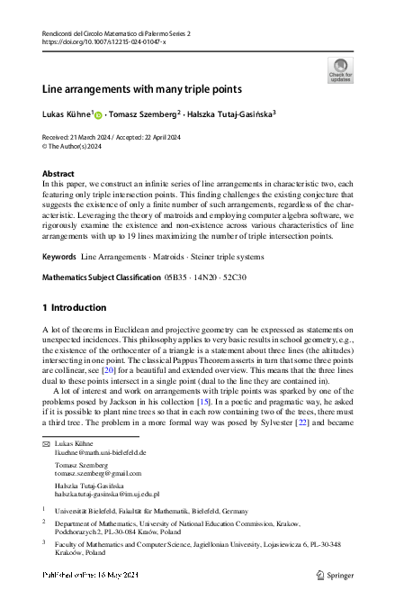 (PDF) Line arrangements with many triple points