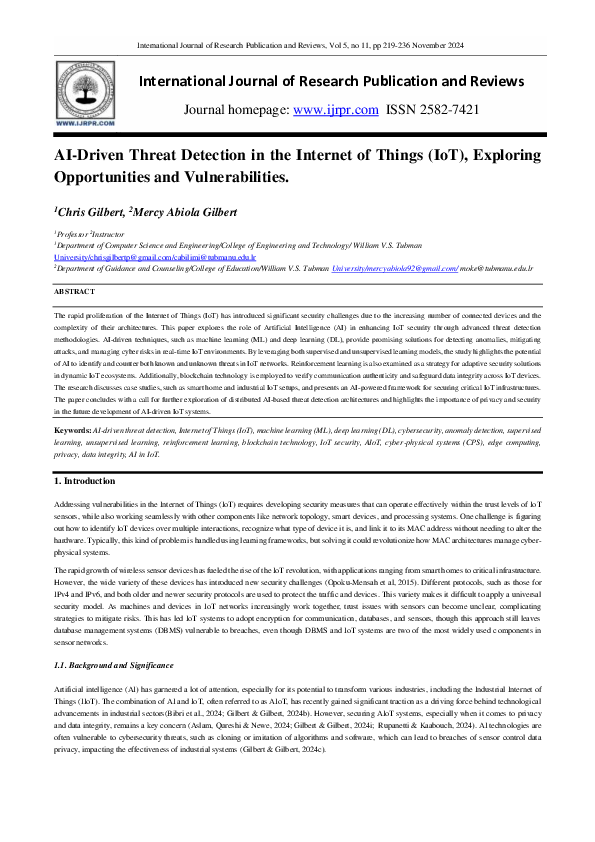 (PDF) AI-Driven Threat Detection in the Internet of Things (IoT ...