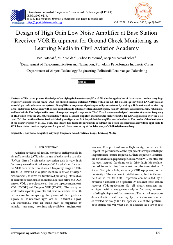 (PDF) Design Of High Gain Low Noise Amplifier At Base Station Receiver ...