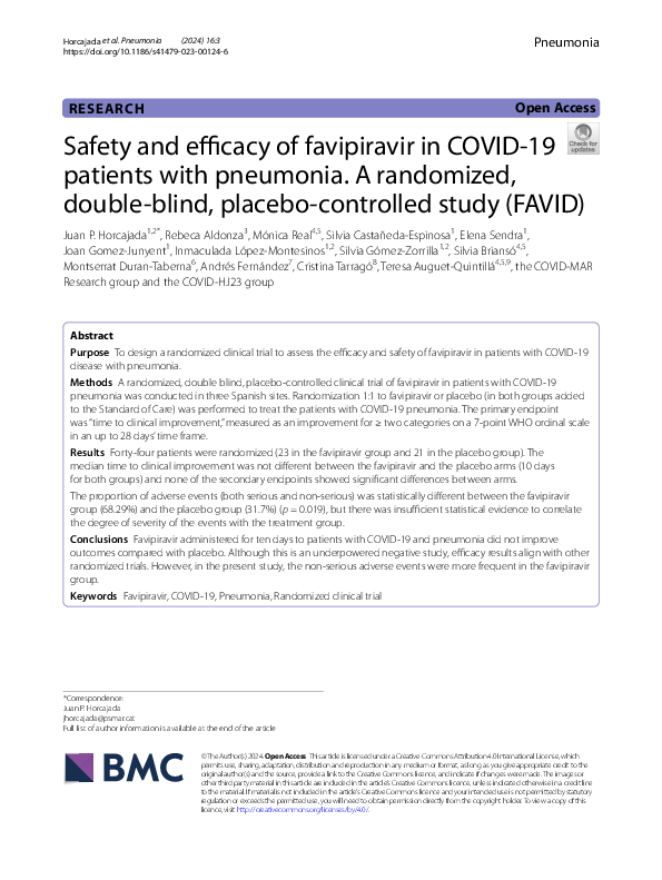 (PDF) Safety and efficacy of favipiravir in COVID-19 patients with ...