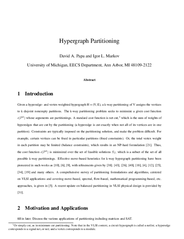 (PDF) Hypergraph Partitioning
