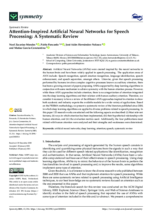 (PDF) Attention-Inspired Artificial Neural Networks for Speech ...